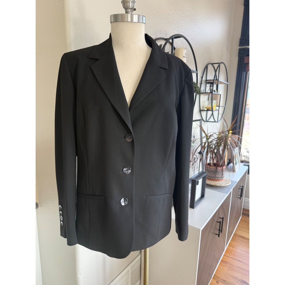 Chicos Size 2 L/12 Womens Black Blazer Jacket Lined Tailored Professional Career